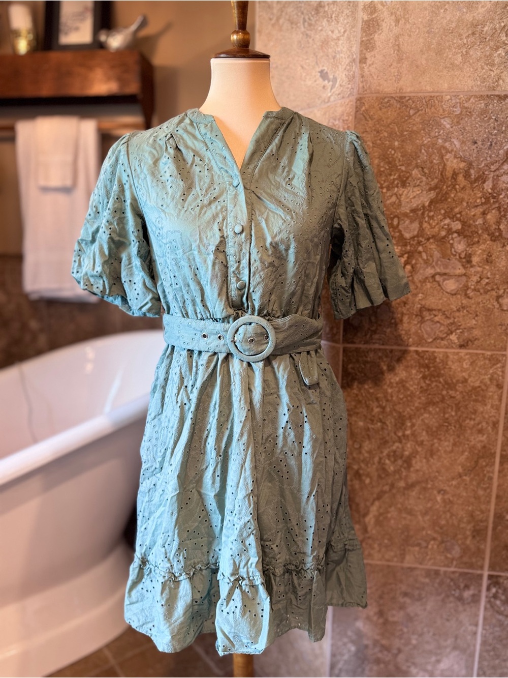 Joie Eyelet Belted Mini Dress size 4